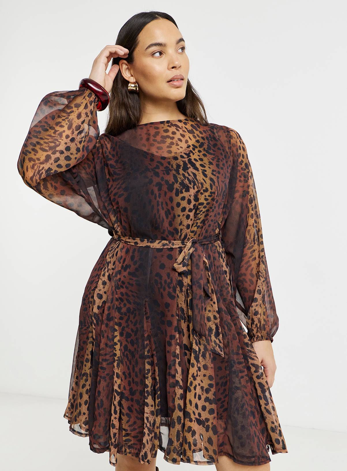 SIMPLY BE Leopard Print Skater Dress With Godets 26 - Image 3
